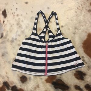 Hollister Striped Zip Front Tank Top